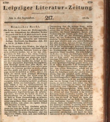 Leipziger Literaturzeitung Dienstag 2. September 1828