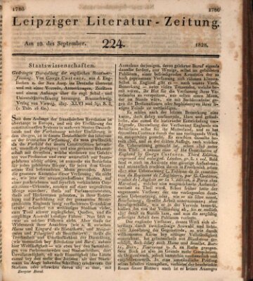 Leipziger Literaturzeitung Mittwoch 10. September 1828