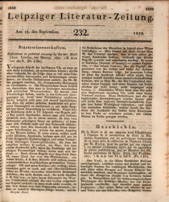 Leipziger Literaturzeitung Freitag 19. September 1828
