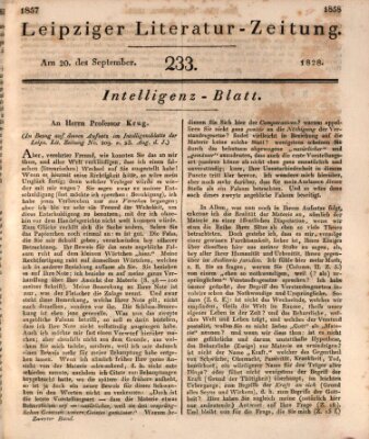 Leipziger Literaturzeitung Samstag 20. September 1828