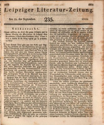 Leipziger Literaturzeitung Montag 22. September 1828