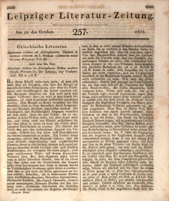 Leipziger Literaturzeitung Mittwoch 15. Oktober 1828