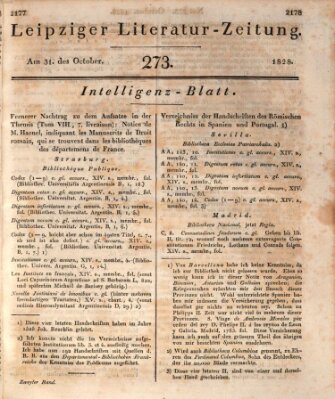 Leipziger Literaturzeitung Freitag 31. Oktober 1828