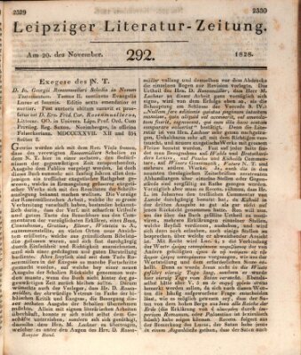 Leipziger Literaturzeitung Donnerstag 20. November 1828