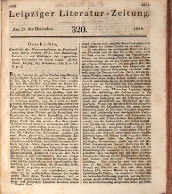 Leipziger Literaturzeitung Mittwoch 17. Dezember 1828