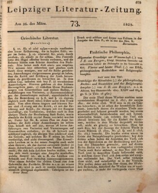 Leipziger Literaturzeitung Donnerstag 26. März 1829