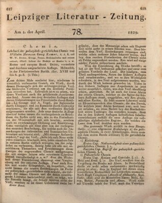 Leipziger Literaturzeitung Mittwoch 1. April 1829