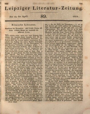 Leipziger Literaturzeitung Dienstag 14. April 1829