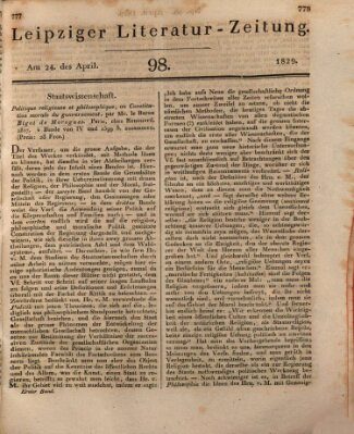 Leipziger Literaturzeitung Freitag 24. April 1829