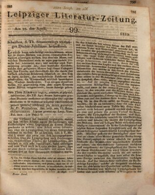 Leipziger Literaturzeitung Samstag 25. April 1829