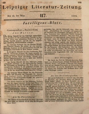 Leipziger Literaturzeitung Samstag 16. Mai 1829