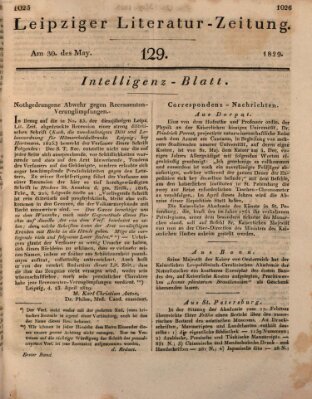 Leipziger Literaturzeitung Samstag 30. Mai 1829