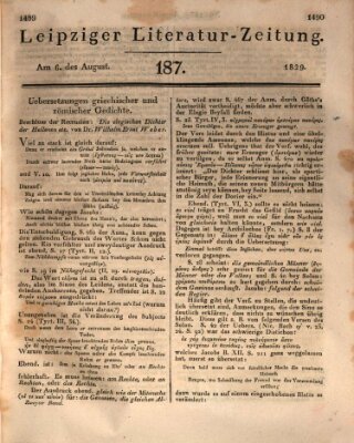 Leipziger Literaturzeitung Donnerstag 6. August 1829