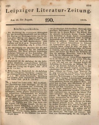 Leipziger Literaturzeitung Montag 10. August 1829
