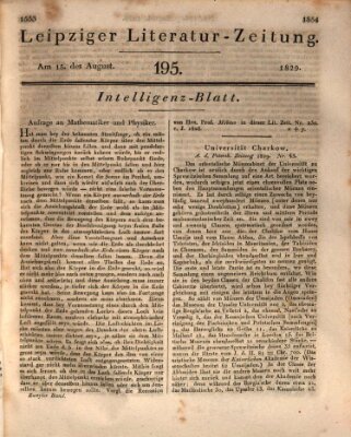 Leipziger Literaturzeitung Samstag 15. August 1829