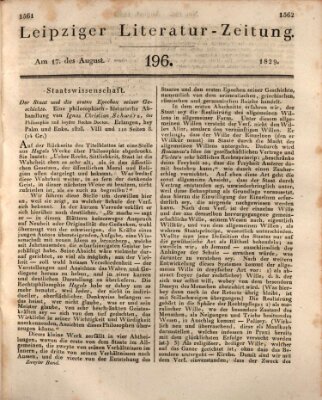 Leipziger Literaturzeitung Montag 17. August 1829