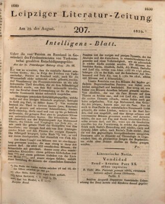 Leipziger Literaturzeitung Samstag 29. August 1829