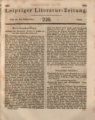 Leipziger Literaturzeitung Freitag 18. September 1829