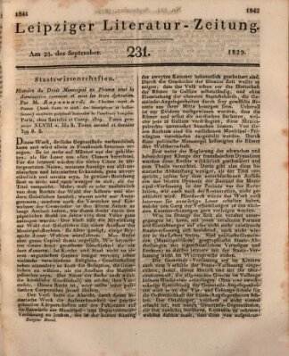 Leipziger Literaturzeitung Mittwoch 23. September 1829