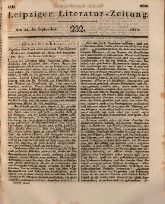 Leipziger Literaturzeitung Donnerstag 24. September 1829