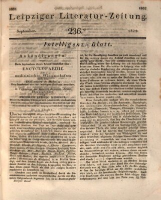 Leipziger Literaturzeitung Samstag 26. September 1829