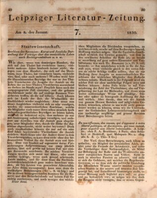 Leipziger Literaturzeitung Freitag 8. Januar 1830