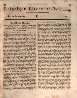 Leipziger Literaturzeitung Mittwoch 13. Januar 1830