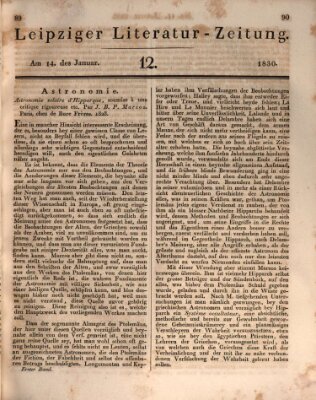 Leipziger Literaturzeitung Donnerstag 14. Januar 1830