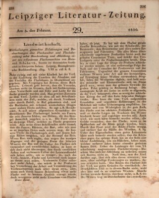 Leipziger Literaturzeitung Mittwoch 3. Februar 1830