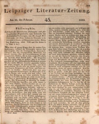 Leipziger Literaturzeitung Montag 22. Februar 1830