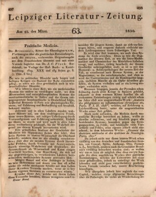 Leipziger Literaturzeitung Montag 15. März 1830