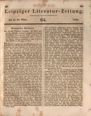 Leipziger Literaturzeitung Dienstag 16. März 1830