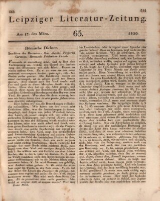 Leipziger Literaturzeitung Mittwoch 17. März 1830