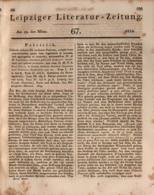 Leipziger Literaturzeitung Freitag 19. März 1830