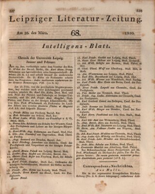 Leipziger Literaturzeitung Samstag 20. März 1830