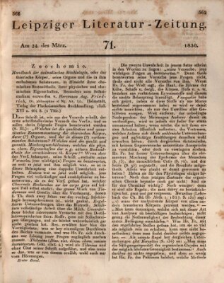 Leipziger Literaturzeitung Mittwoch 24. März 1830