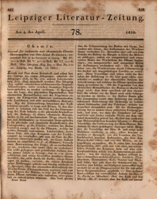 Leipziger Literaturzeitung Donnerstag 1. April 1830