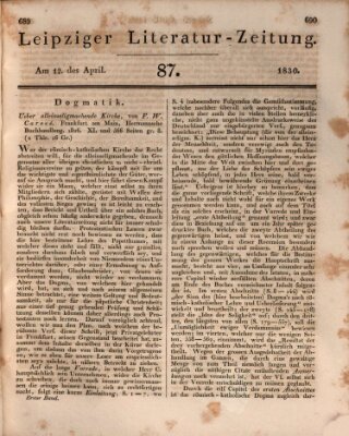 Leipziger Literaturzeitung Montag 12. April 1830