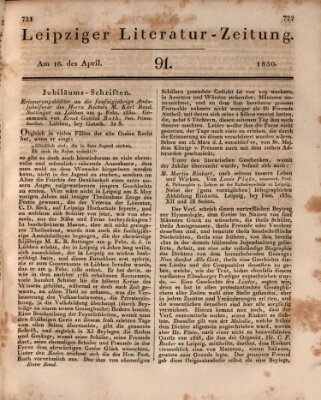 Leipziger Literaturzeitung Freitag 16. April 1830