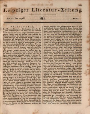 Leipziger Literaturzeitung Donnerstag 22. April 1830