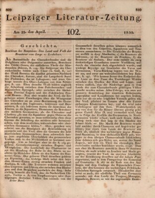 Leipziger Literaturzeitung Donnerstag 29. April 1830