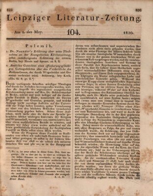 Leipziger Literaturzeitung Samstag 1. Mai 1830