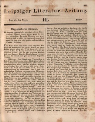 Leipziger Literaturzeitung Montag 10. Mai 1830