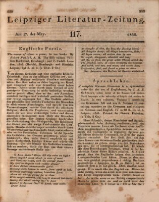 Leipziger Literaturzeitung Montag 17. Mai 1830