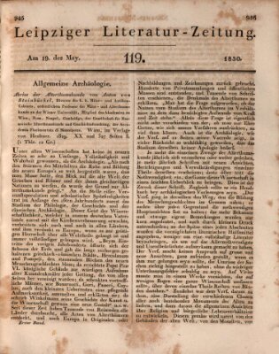 Leipziger Literaturzeitung Mittwoch 19. Mai 1830