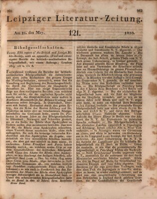 Leipziger Literaturzeitung Freitag 21. Mai 1830