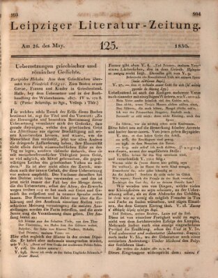 Leipziger Literaturzeitung Mittwoch 26. Mai 1830