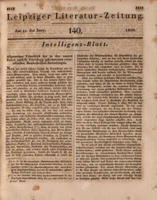 Leipziger Literaturzeitung Samstag 12. Juni 1830