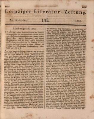 Leipziger Literaturzeitung Dienstag 15. Juni 1830