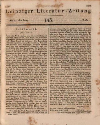 Leipziger Literaturzeitung Donnerstag 17. Juni 1830